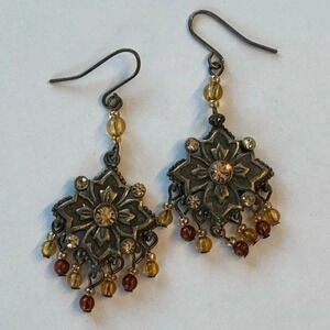Baked Beads Jeweled Stamped Drop Beaded Earrings